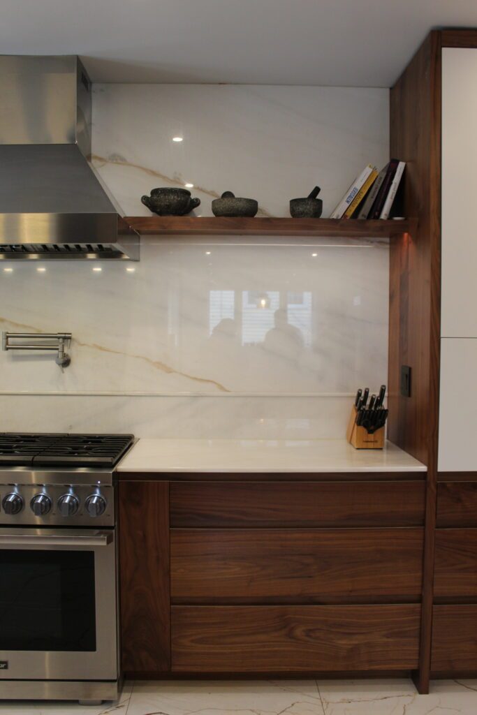 Modern kitchen renovation with sleek cabinetry and lighting